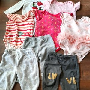 8x Piece Bundle of Onesies and Pants